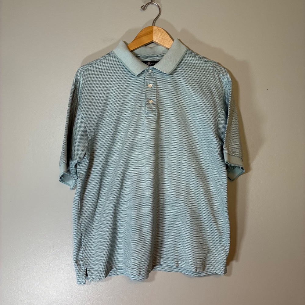 Nike Tiger Woods Collection Mens Medium Blue Textured Cotton Golf Polo Shirt